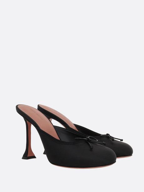 Lila Satin Bow Mules-AMINA MUADDI-JOHN JULIA