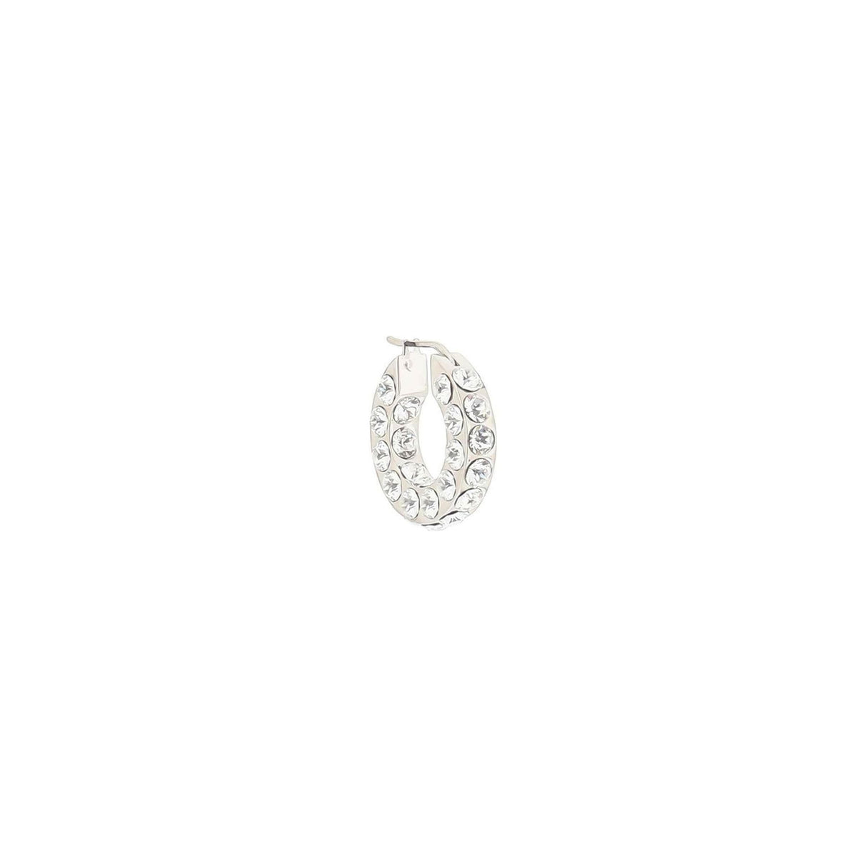 White Crystals Silver Base Small Jahleel Hoop Earrings AMINA MUADDI JOHN JULIA.