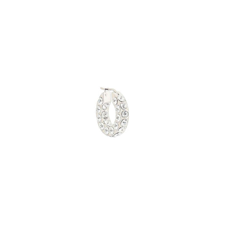 White Crystals Silver Base Small Jahleel Hoop Earrings AMINA MUADDI JOHN JULIA.