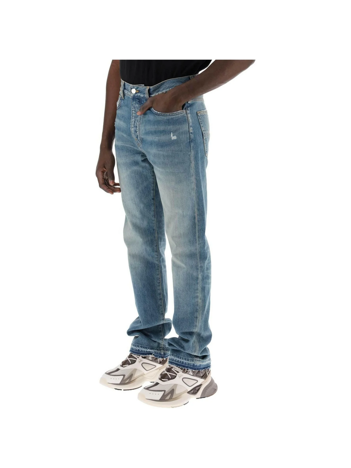 Crafted Indigo Distressed Effect Cotton Jeans AMIRI JOHN JULIA.