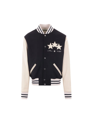 Varsity Wool Blend and Leather Jacket-AMIRI-JOHN JULIA