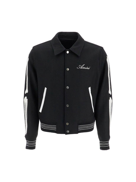 Bones Wool Blend Varsity Jacket-Amiri-JOHN JULIA