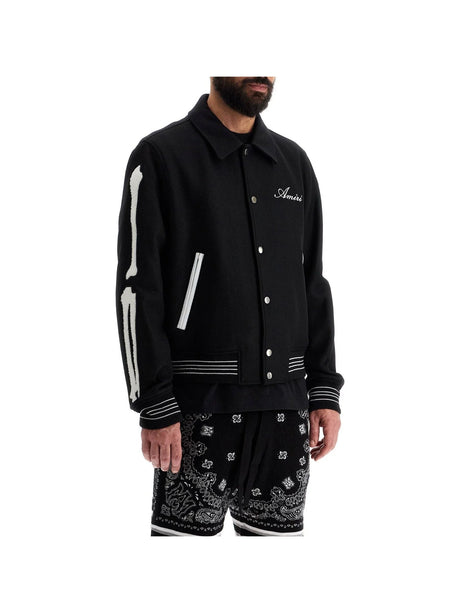 Bones Wool Blend Varsity Jacket-Amiri-JOHN JULIA