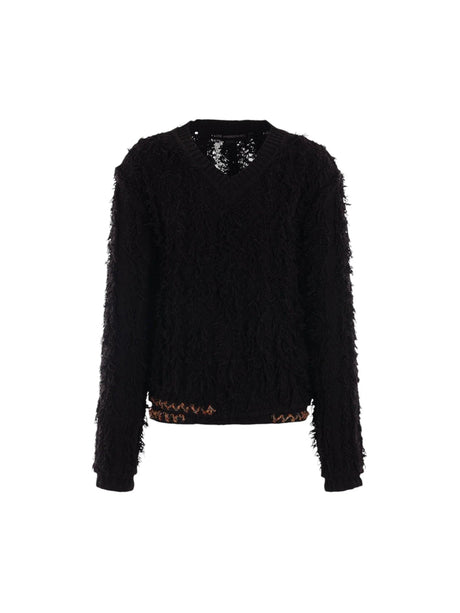 Cotton Blend Wool Fringed Sweater-ANDERSSON BELL-JOHN JULIA