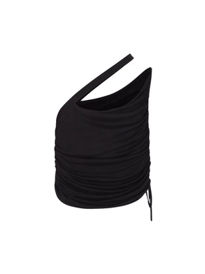 Draped One-Shoulder Cropped Top-ANDREĀDAMO-JOHN JULIA