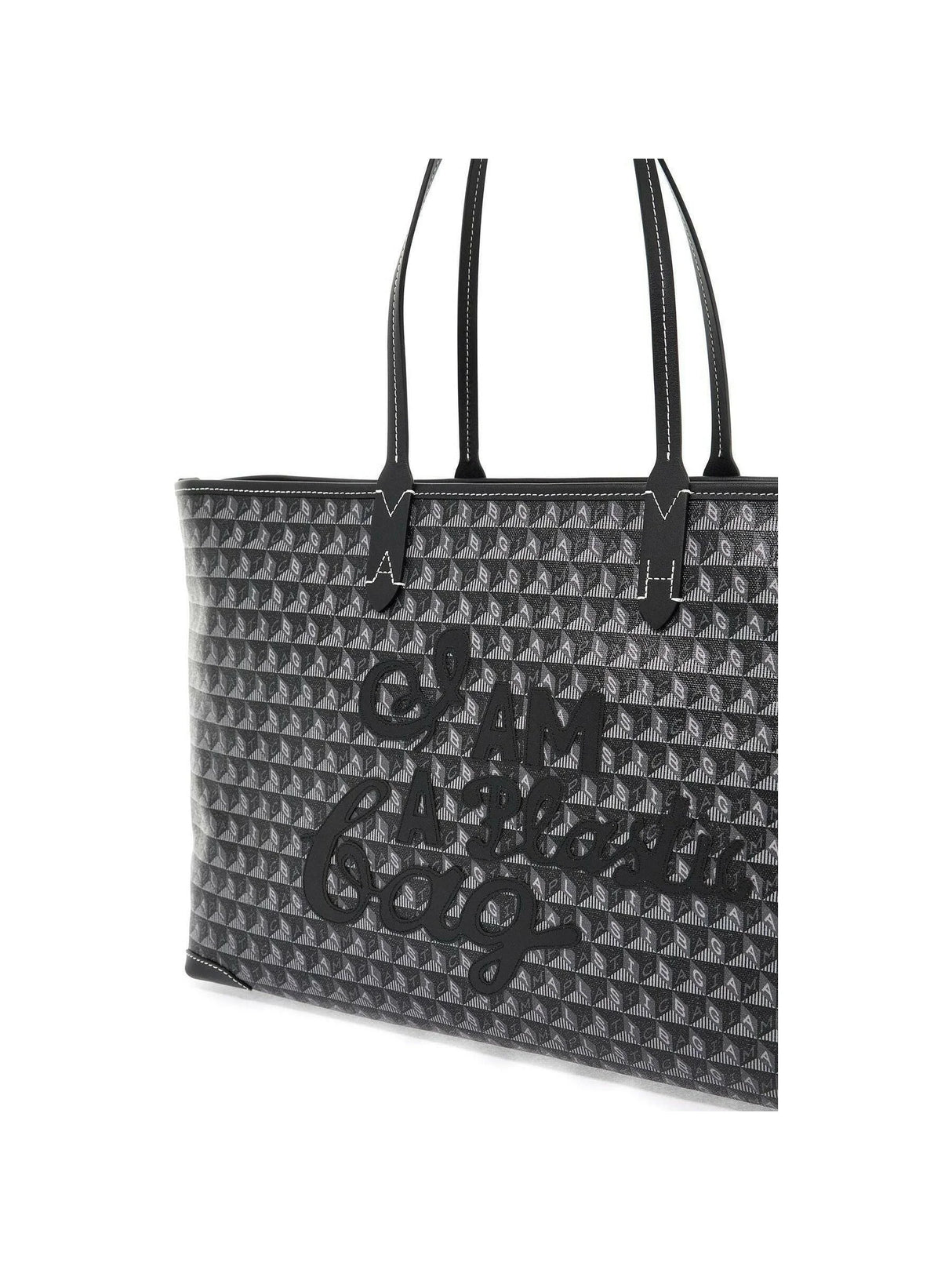 I Am A Plastic Bag Zipped Motif Tote Bag.