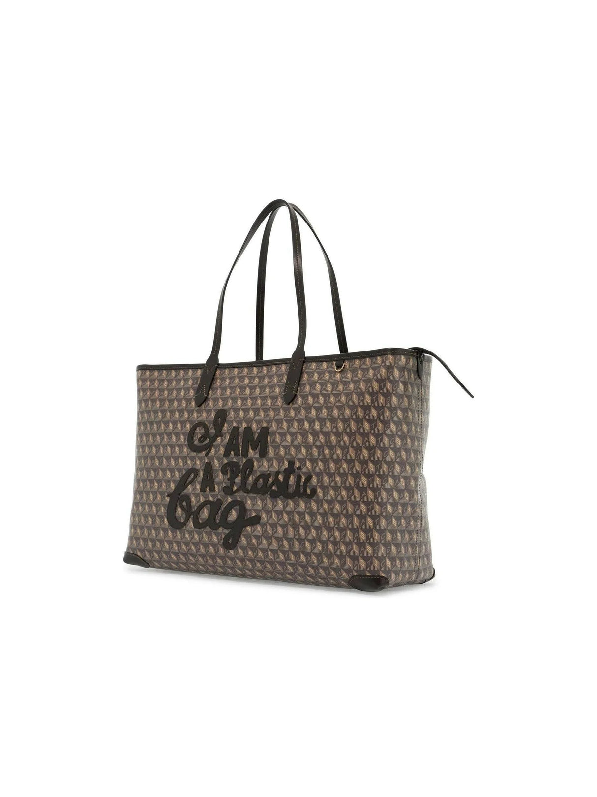 I Am A Plastic Bag Zipped Motif Tote Bag.