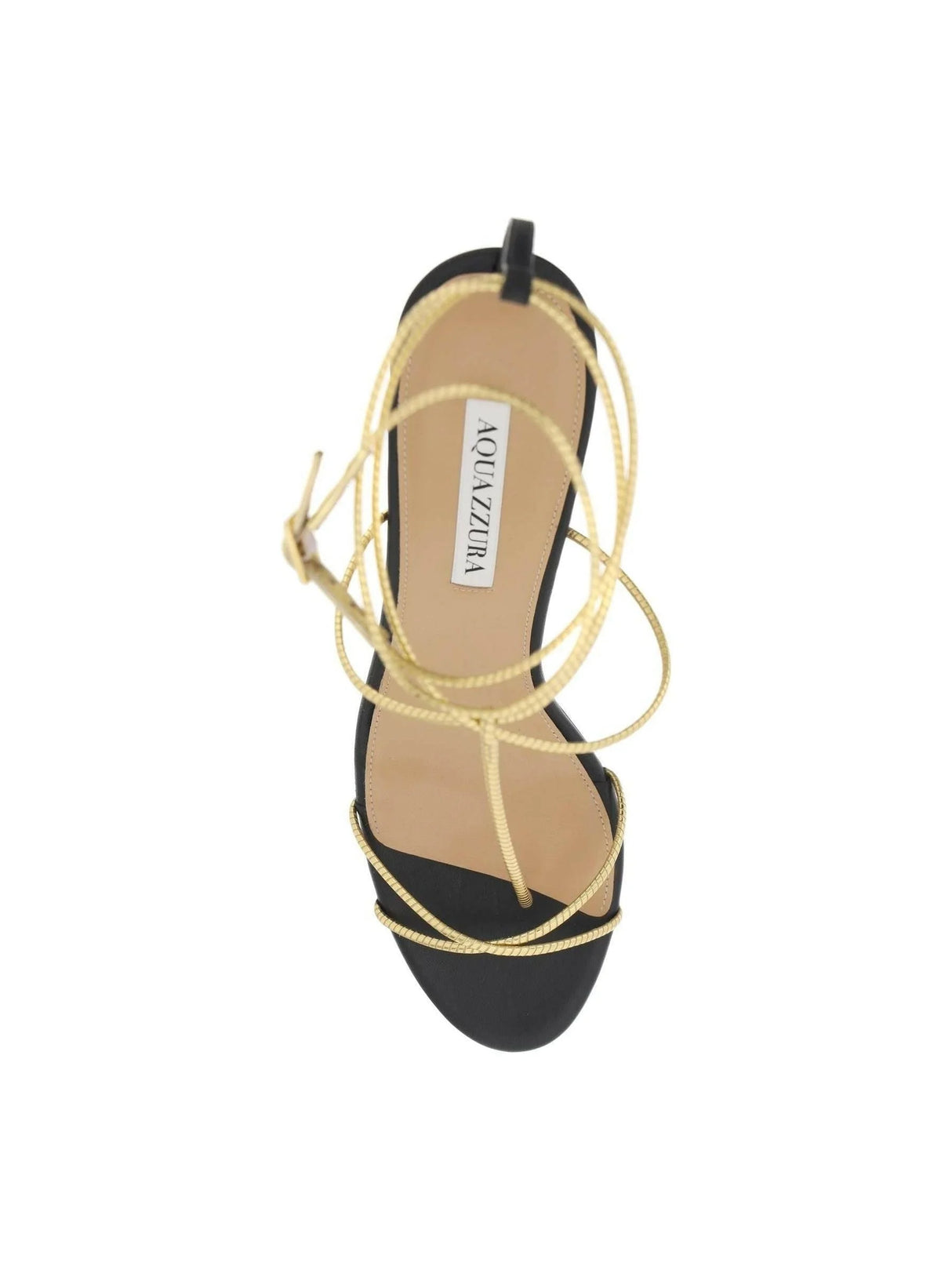 Black and Gold Roman Romance 95 Leather Sandals AQUAZZURA JOHN JULIA.