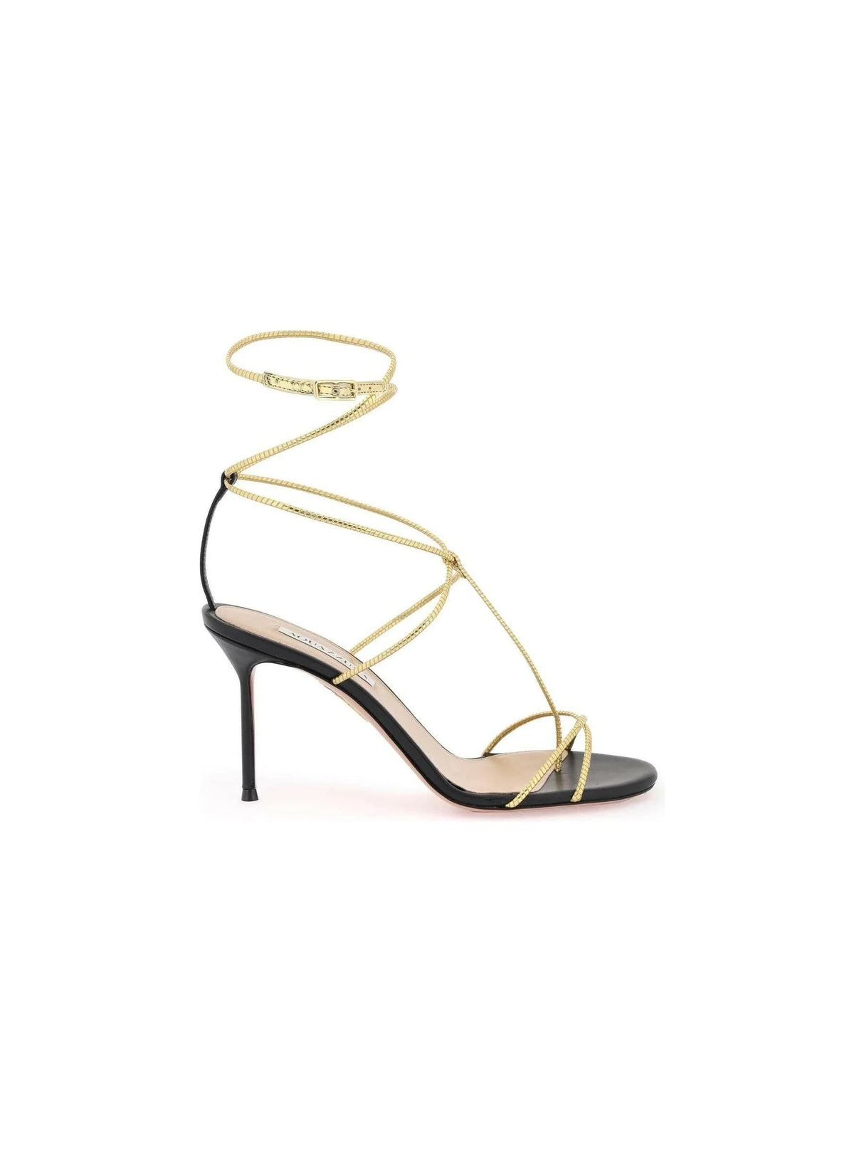 Black and Gold Roman Romance 95 Leather Sandals AQUAZZURA JOHN JULIA.