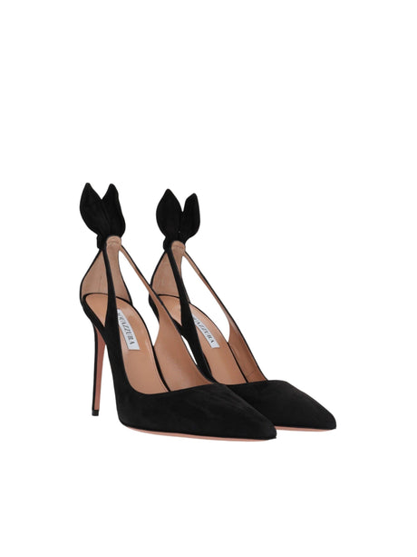 Bow Tie Suede Pumps-AQUAZZURA-JOHN JULIA