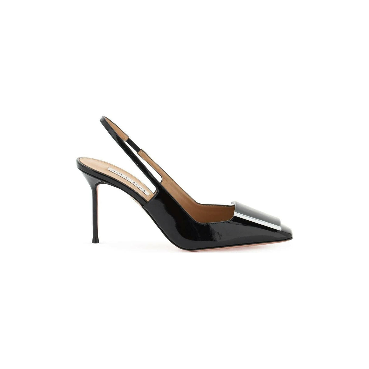 Black Shibuya 90 Patent Leather Slingback Pumps AQUAZZURA JOHN JULIA.