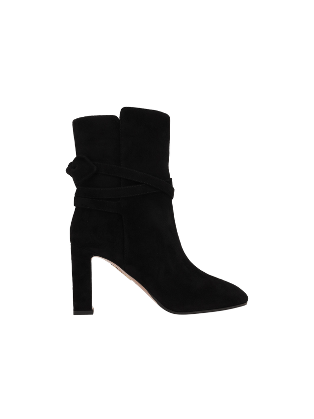 Very Bow Tie Ankle Boots in Suede-AQUAZZURA-JOHN JULIA