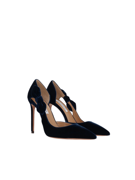 Very Bow Tie Pumps In Velvet-AQUAZZURA-JOHN JULIA