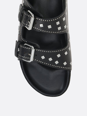 Lennyo Smooth Leather Flat Sandals-ISABEL MARANT-JOHN JULIA