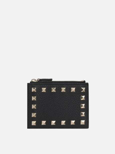 Rockstud Grainy Leather Card Case-VALENTINO GARAVANI-JOHN JULIA