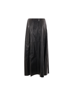 Irina Leather Midi Skirt-ARMA-JOHN JULIA