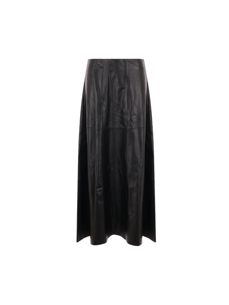 Irina Leather Midi Skirt-ARMA-JOHN JULIA