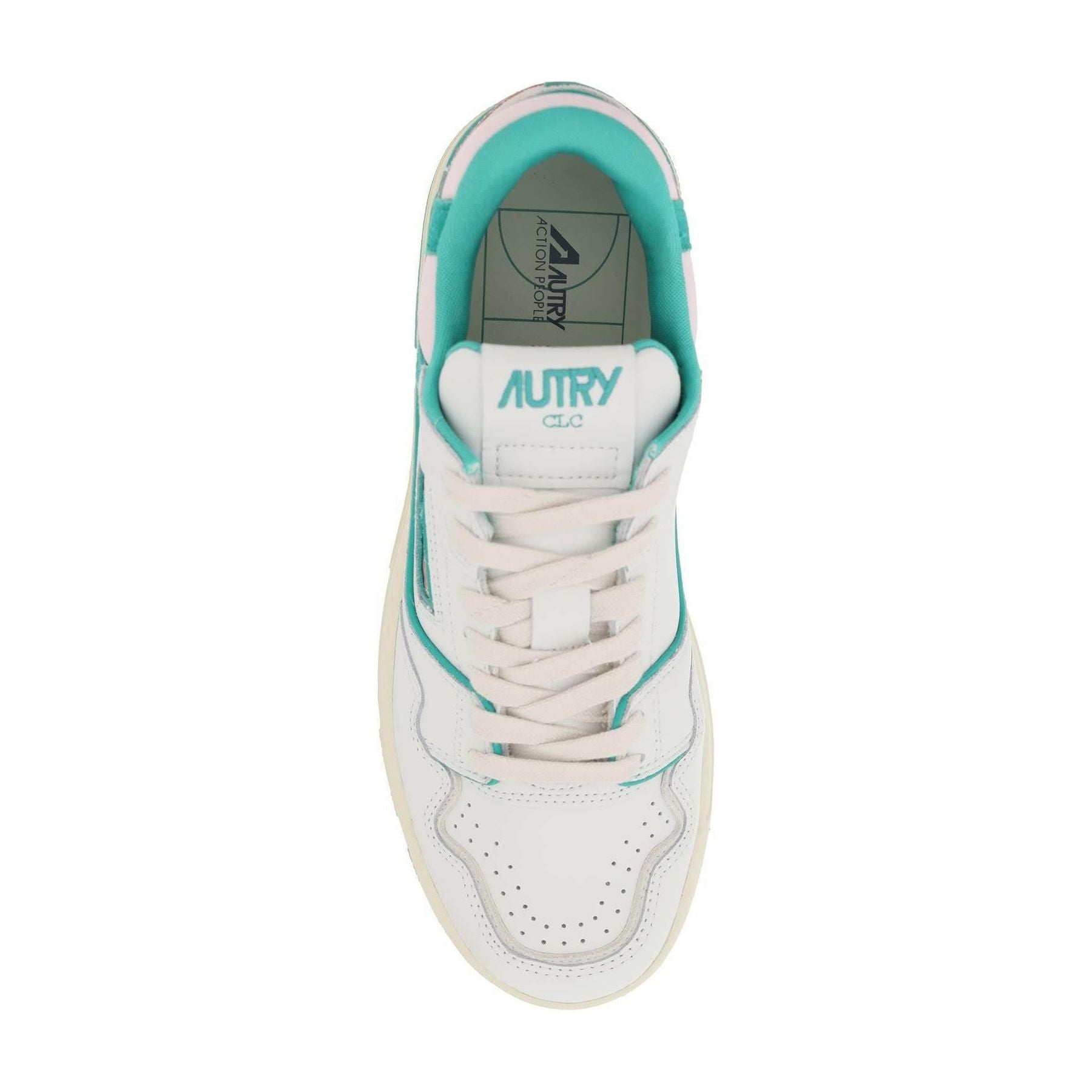 White and Emerald Green Leather CLC Sneakers AUTRY JOHN JULIA.