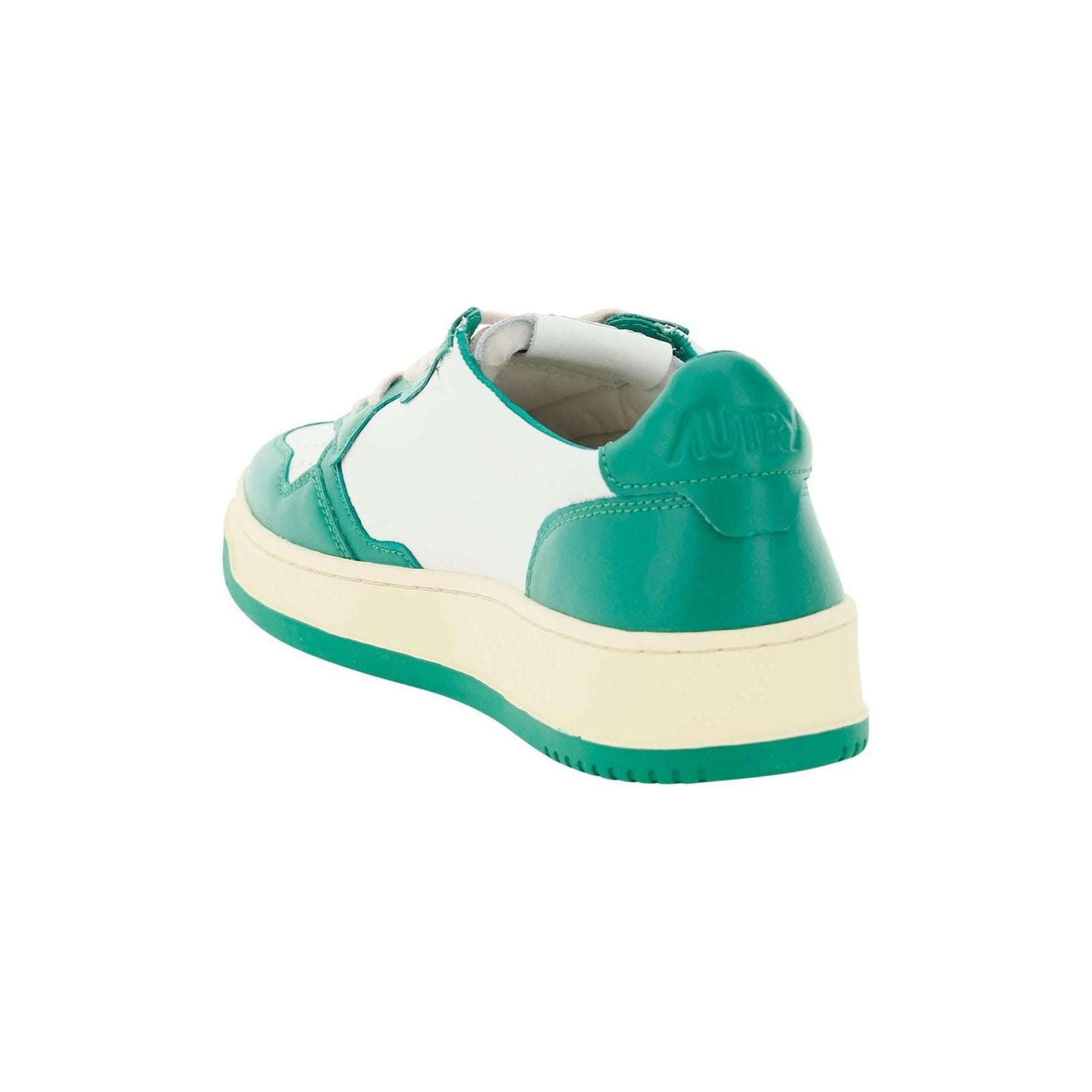 White and Green Leather Medalist Low Sneakers AUTRY JOHN JULIA.
