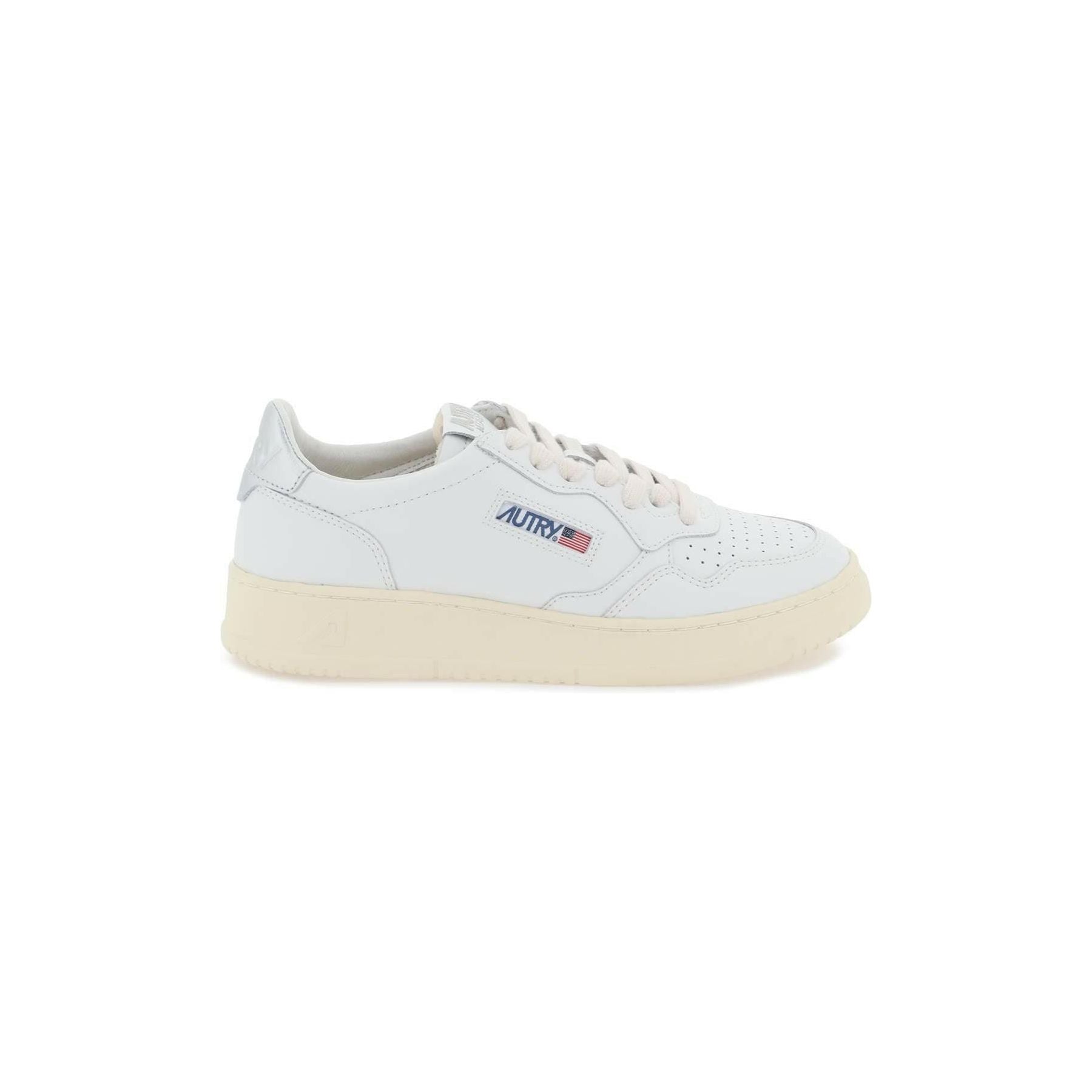 White and Silver Leather Medalist Low Sneakers AUTRY JOHN JULIA.