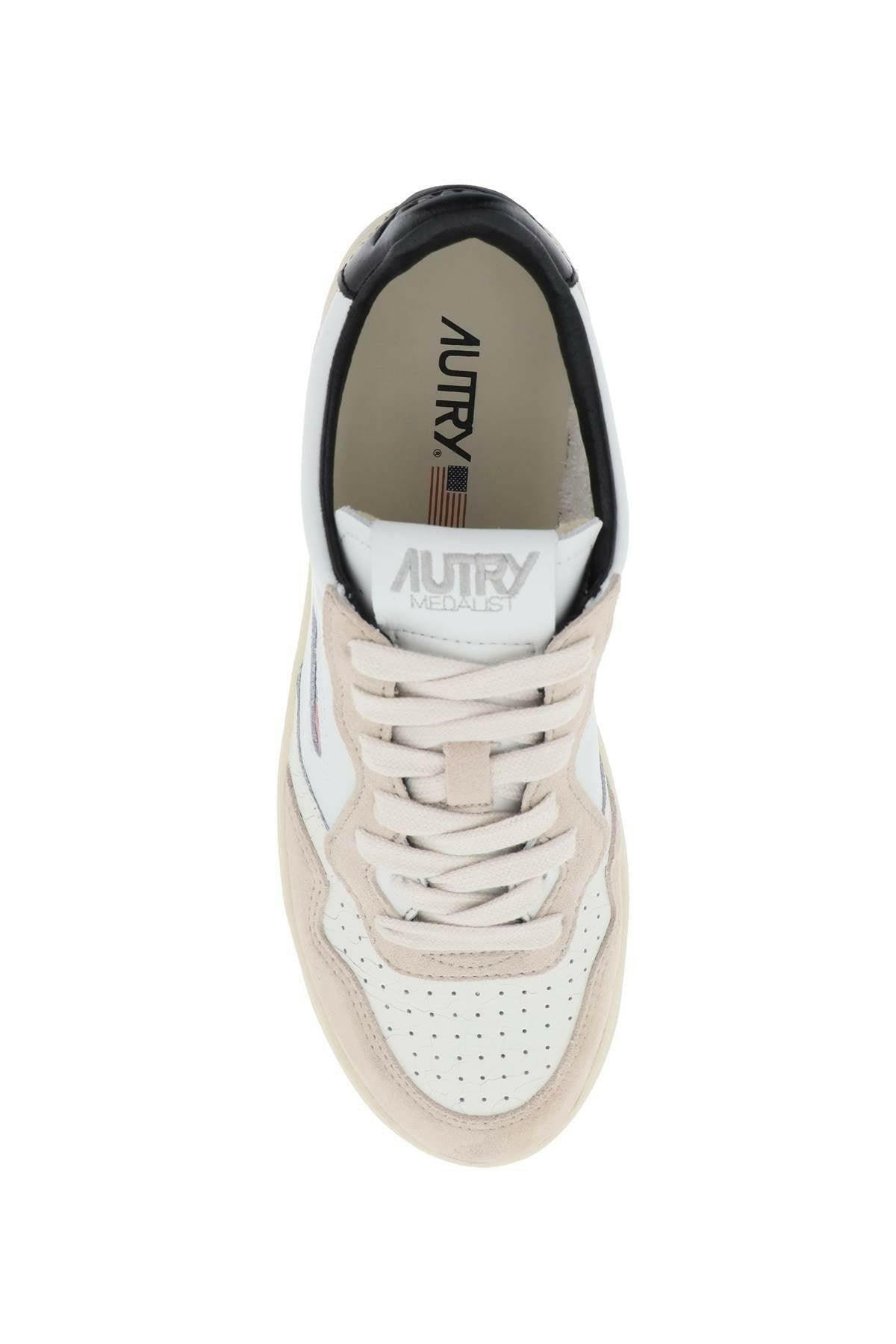 White Sand and Black Leather Medalist Low Sneakers AUTRY JOHN JULIA.