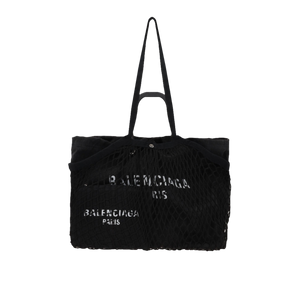 24/7 Medium Canvas and Fishnet Tote Bag-BALENCIAGA-JOHN JULIA