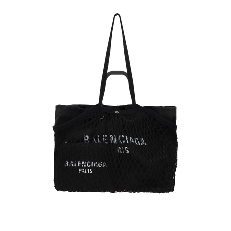 24/7 Medium Canvas and Fishnet Tote Bag-BALENCIAGA-JOHN JULIA