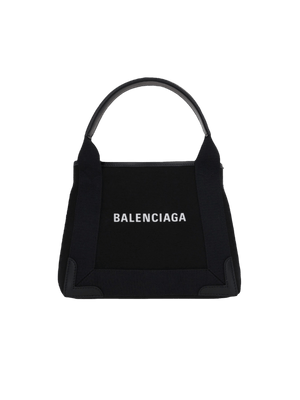 Cabas Navy XS Canvas and Leather Tote Bag-BALENCIAGA-JOHN JULIA