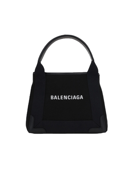 Cabas Navy XS Canvas and Leather Tote Bag-BALENCIAGA-JOHN JULIA