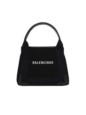 Cabas Navy XS Canvas and Leather Tote Bag-BALENCIAGA-JOHN JULIA