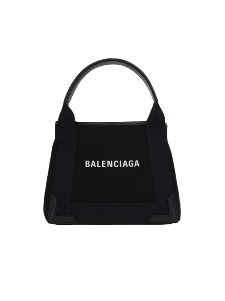 Cabas Navy XS Canvas and Leather Tote Bag-BALENCIAGA-JOHN JULIA