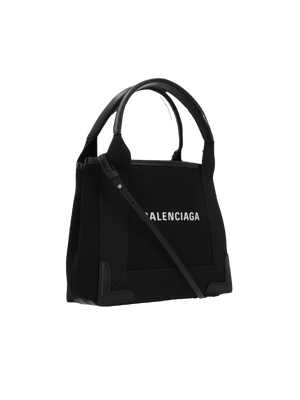 Cabas Navy XS Canvas and Leather Tote Bag-BALENCIAGA-JOHN JULIA