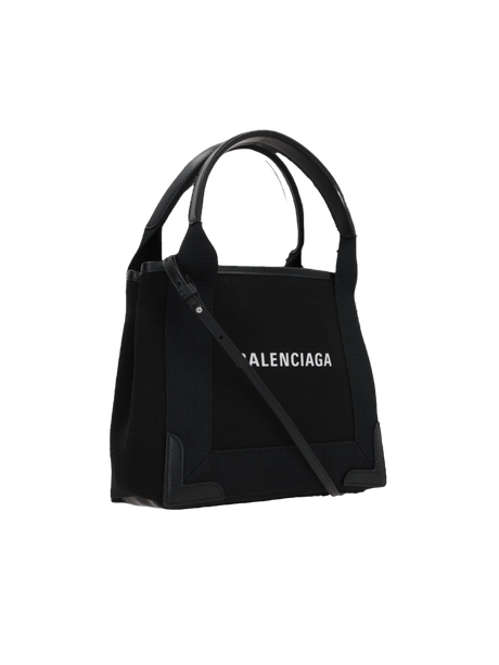 Cabas Navy XS Canvas and Leather Tote Bag-BALENCIAGA-JOHN JULIA