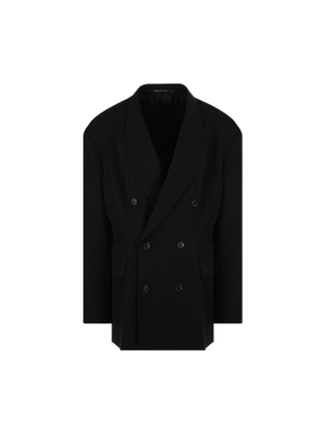 Cinched Double-breasted Wool Jacket-BALENCIAGA-JOHN JULIA