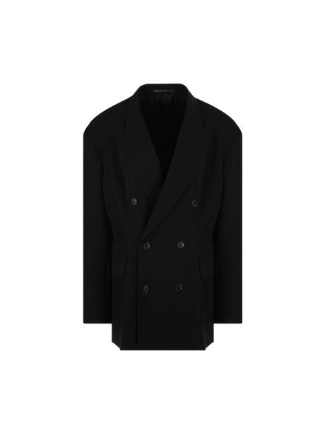 Cinched Double-breasted Wool Jacket-BALENCIAGA-JOHN JULIA