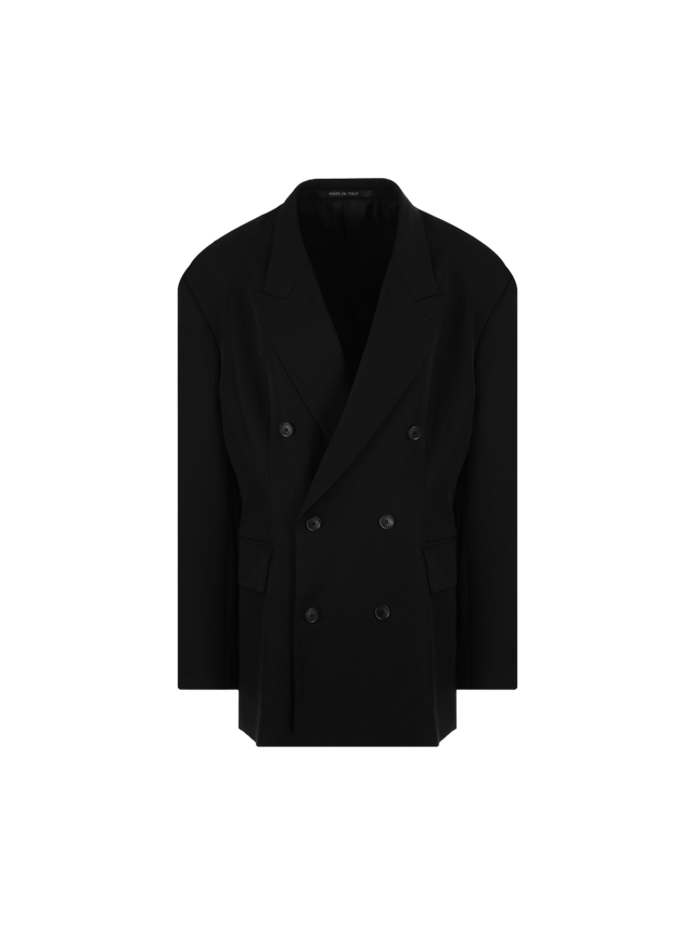 Cinched Double-breasted Wool Jacket-BALENCIAGA-JOHN JULIA