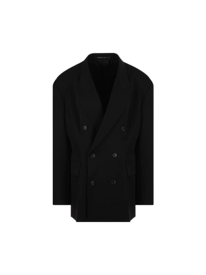 Cinched Double-breasted Wool Jacket-Balenciaga-JOHN JULIA