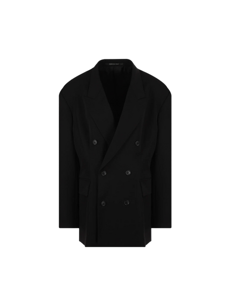 Cinched Double-breasted Wool Jacket-BALENCIAGA-JOHN JULIA