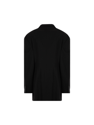 Cinched Double-breasted Wool Jacket-BALENCIAGA-JOHN JULIA