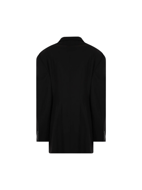 Cinched Double-breasted Wool Jacket-BALENCIAGA-JOHN JULIA