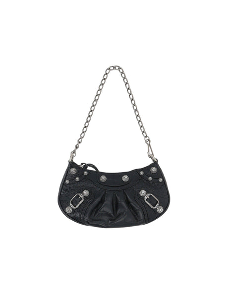 Crocodile Embossed Leather Shoulder Bag-BALENCIAGA-JOHN JULIA