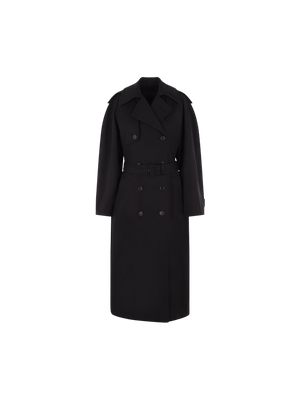 Gabardine Hourglass-shaped Oversized Trench Coat-BALENCIAGA-JOHN JULIA