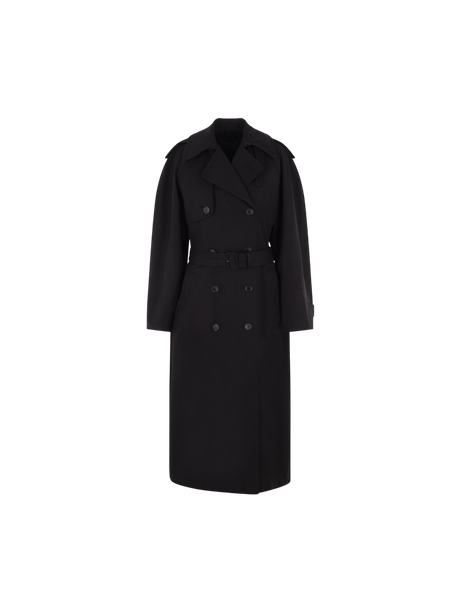 Gabardine Hourglass-shaped Oversized Trench Coat-BALENCIAGA-JOHN JULIA