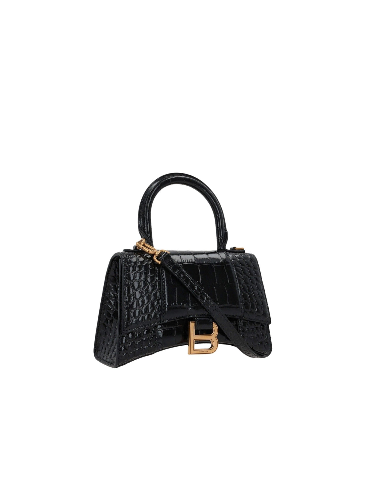 Hourglass XS Crocodile Embossed Top Handle Bag-BALENCIAGA-JOHN JULIA