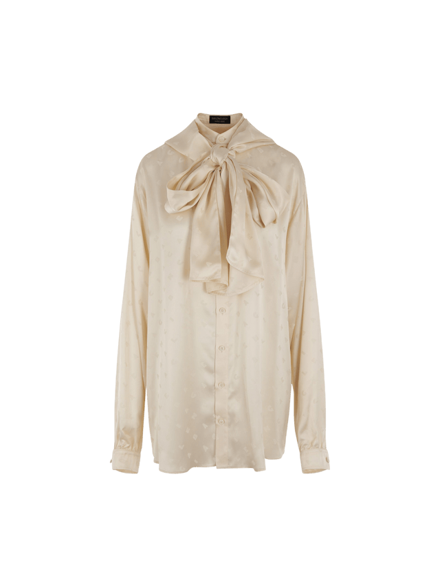 Jacquard Logo Satin Oversized Shirt-BALENCIAGA-JOHN JULIA