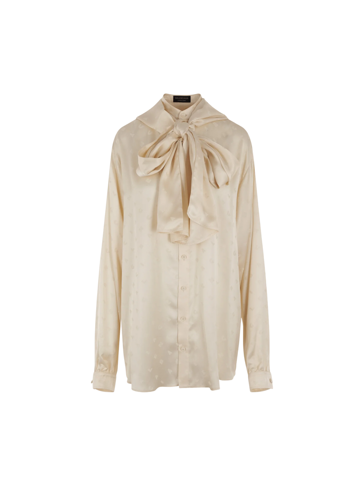 Jacquard Logo Satin Oversized Shirt-BALENCIAGA-JOHN JULIA