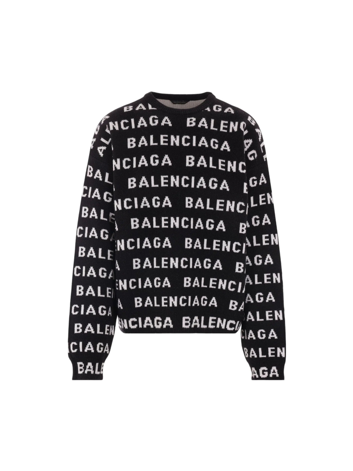 Logo Intarsia Wool Blend Oversized Sweater-BALENCIAGA-JOHN JULIA