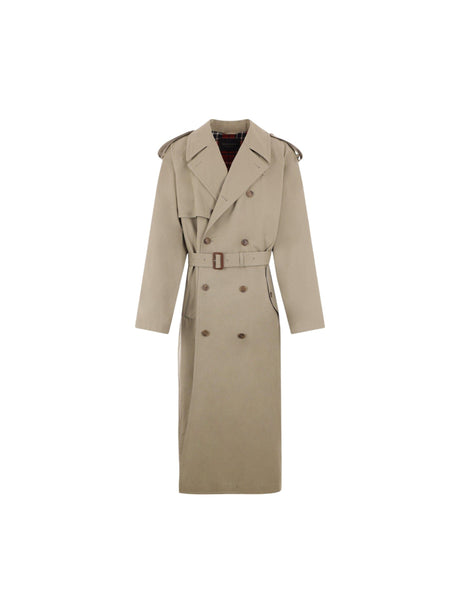 Oversized Cotton Drill Trench Coat-BALENCIAGA-JOHN JULIA