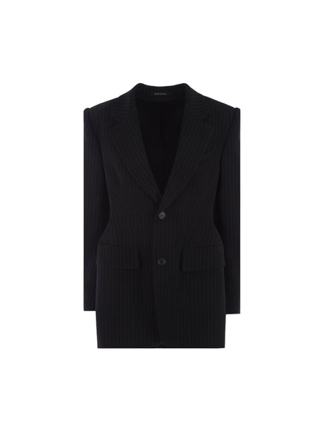 Pinstripe Twill Tailoring Oversized Jacket-BALENCIAGA-JOHN JULIA