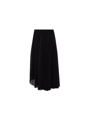 Pleated Georgette Asymmetric Midi Skirt-BALENCIAGA-JOHN JULIA